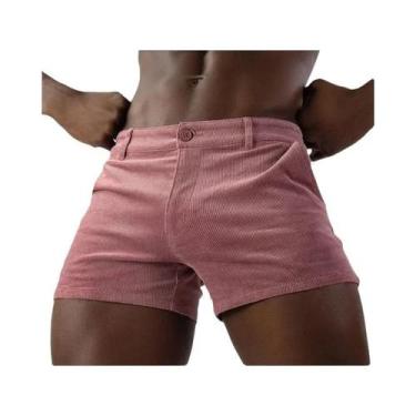 Imagem de Bermudas Masculinas Vintage De Corduroy Para O Verão, Estilo Casual Re