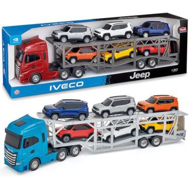Imagem de Caminhão Iveco S-Way Cegonha Carreta Articulada + 6 Carrinhos Jeep Ren
