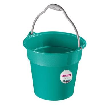 Imagem de Balde Plástico 15 Litros Resistente Para Limpeza Casa Lavanderia Verde