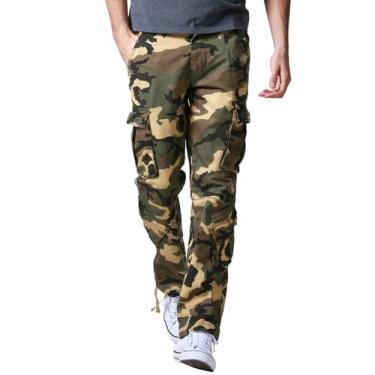Imagem de Calças Cargo Match Masculinas Regular Fit Camufladas Caqui