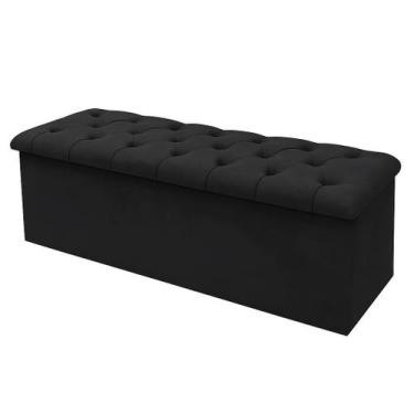Imagem de Calçadeira Bau 140 cm Casal Suede Preto - Fábrica de tudo
