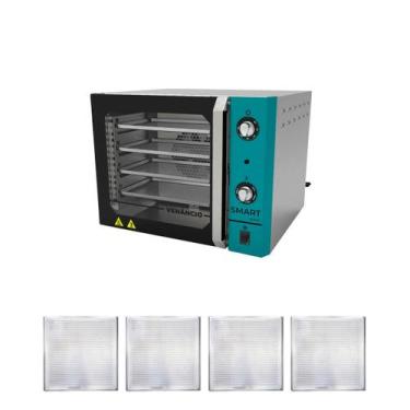 Imagem de KIT - Forno Turbo Convector Smart Basic. Inox e Turquesa FCSB4E 220v +