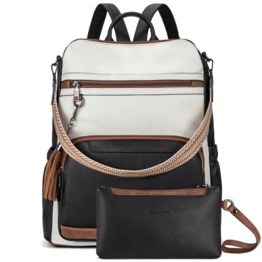 Imagem de Mochila BOSTANTEN para laptop de couro  preta, bege, marrom