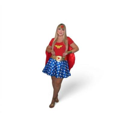 Imagem de Fantasia Mulher-maravilha Para Carnaval E Halloween - NoBrand, Azul, V