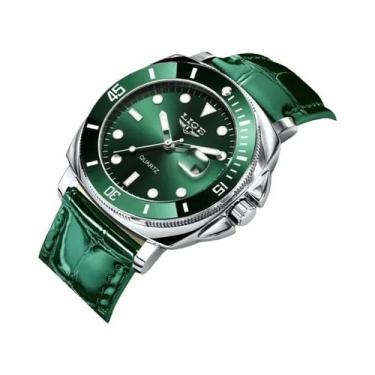 Imagem de Relógio Esportivo Masculino LIGE À Prova D'água Com Pulseira De Couro 