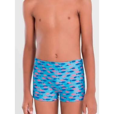 Imagem de Sunga Boxer Mash 310.87 Infantil Estampa Peixes FPS 50 Poliéster T. P/