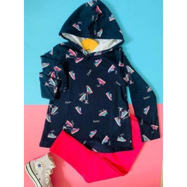 Imagem de Conjunto Moletom Infantil Menina Blusão com Capuz e Calça Legging Gros
