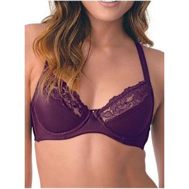 Imagem de Sutiã Lousane Renda Nadador Aro Sem Bojo Plus Demillus 064086, Roxo, 4