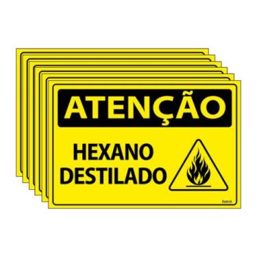 Imagem de Combo 6 Placas De Sinalização Atenção Hexano Destilado 30x20 Ecom IA -