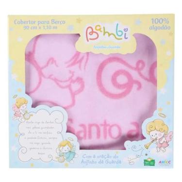 Imagem de Cobertor de bebê com Estampa Anjinho da Guarda - Incomfral, Rosa