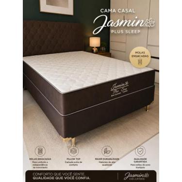 Imagem de Cama casal Padrão Molas Ensacadas Brinde 2 Travesseiros Conjunto Box J