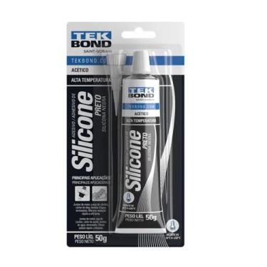 Imagem de Cola Silicone Acético Alta Temperatura Preto Bisnaga 50g Tekbond