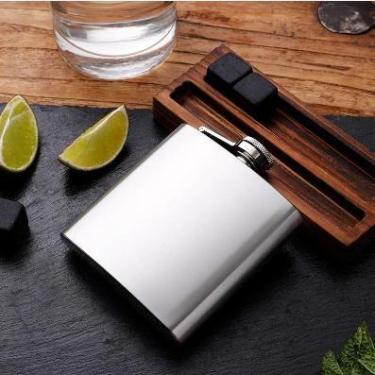 Imagem de Cantil Aço Cachaça Licor Inox Bolso Porta Bebidas Whisk Vodka Rum Álco