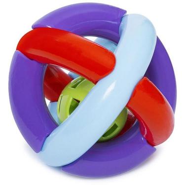 Imagem de Brinquedo para Bebê Bola Maluquinha com Chocalho Interno Material Atóxico Mercotoys