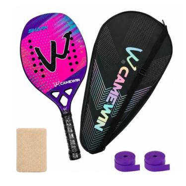 Imagem de Raquete Beach Tennis Camewin Fibra de Carbono 3K, Shark pink