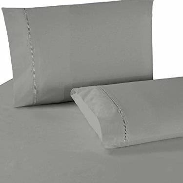 Imagem de Jogo Cama Queen Classic 400 Fios Ponto Palito 3 Peças Cinza