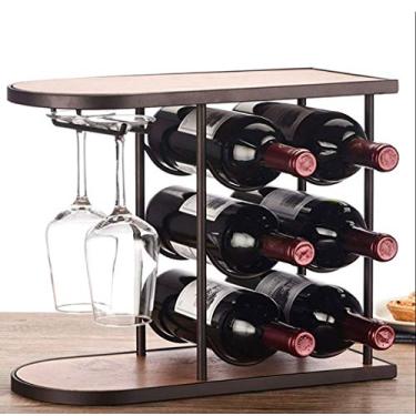 Imagem de Pkfinrd Rack de vinho para decoração de vinhos, rack de exibição de vinho em madeira maciça, suporte para várias garrafas com personalidade e exibição familiar, suporte para várias camadas de vinho