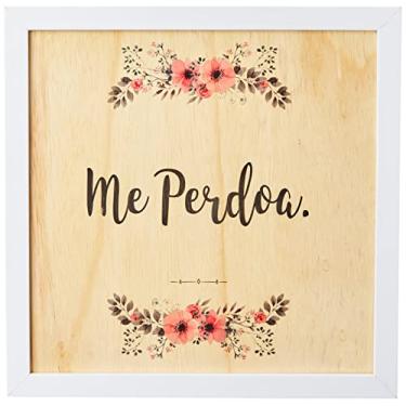 Imagem de Arte Maníacos Quadro decorativo com moldura caixa branca em Madeira - Me Perdoa HNP - 30x30cm