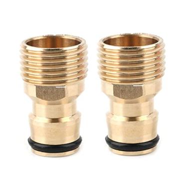 Imagem de 2 pe?as de lat?o 1/2quot;?Conector r¨¢pido de rosca conector de irriga??o de jardim???torneira adaptador de torneira de mangueira/conector de tubo, macho, 1/2 ''