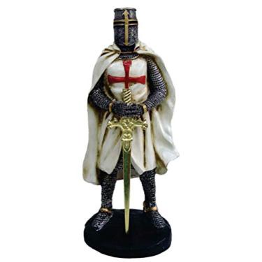 Imagem de Shop Everest Soldado Ordem dos Templários Guerreiro Medieval Cinza Resina Metal Realista Colecionável Estátua Figura Soldado Cinza