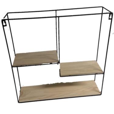 Imagem de Prateleira Retangular Retro Metal Decorativa Preto (Fuy612)