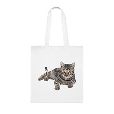 Imagem de Bolsa de gato malhado cinza, presente de sacola de gato malhado cinza, bolsa de ombro de gato malhado cinza, sacos reutilizáveis de gato malhado cinza, ideia de presente de cesta de