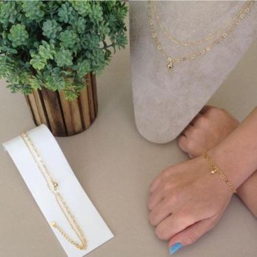 Imagem de Conj Pulseira, Tornozeleira E Corrente Dupla Corações