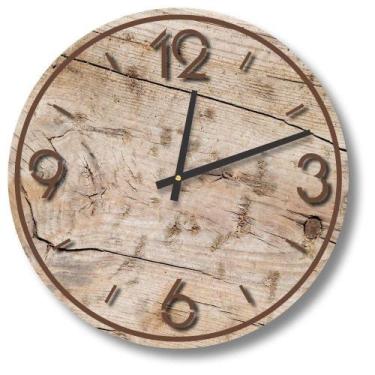 Imagem de Relógio De Parede Decorativo Rústico Madeira Bege 50cm - Prego E Marte