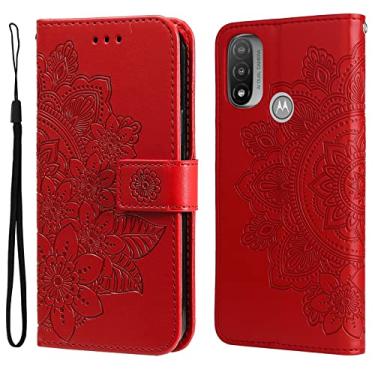 Imagem de YUNCHAO Caixa de telefone Para Motorola Moto E20 / E30 / E40 7-Petal Flowers Padrões de gravação Case horizontal capa para celular