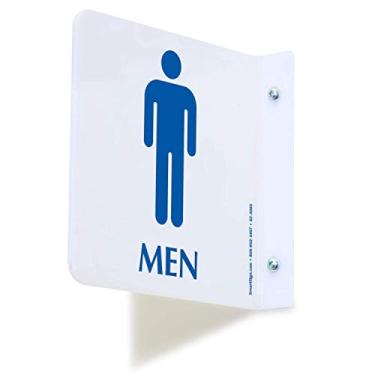 Imagem de SmartSign Placa de projeção "banheiro masculino" | 15,24 cm x 15,24 cm acrílico
