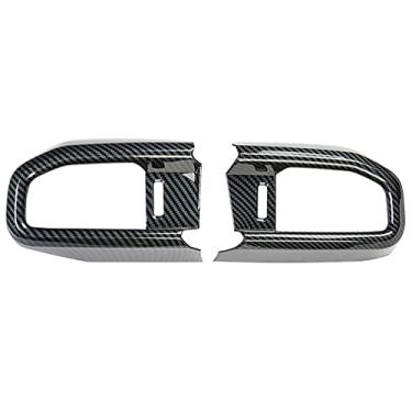 Imagem de TOTMOX Acabamento da tampa da saída de ar do console do meio do carro (fibra de carbono), acessórios para interior do carro, compatível com Ford Explorer 2020-2021 (linha ST não incluída), preto, 2 peças