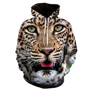 Imagem de CNBPIC Moletom casual masculino 3D animal estampa leopardo moletom pulôver grande