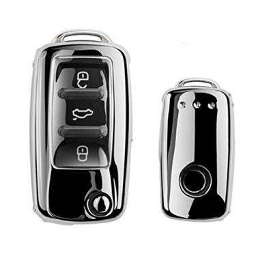 Imagem de YJADHU Capa completa para chave de carro TPU macio, apto para VW Volkswagen Polo Golf Passat Beetle Caddy T5 Up Eos Tiguan SkodaA5 SEAT Leon Altea,4