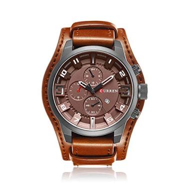 Imagem de LIANGYAN Homens Esporte Quartz Assista Moda Calendário Relógios Big Dial Leather Strap Wristwatch
