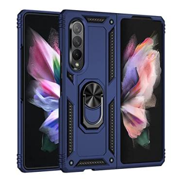Imagem de Para Samsung Galaxy Z Fold3 5G ZFold3 Case Armor Magnetic Car Holder Stand Ring Phone Case For Samsung Z fold 3 Zfold Back Cover, Blue, for Galaxy Z Fold3 5G