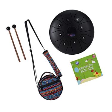 Imagem de Chusui Mini tambor de língua de aço de 5,5 polegadas 8 notas C-Key Handpan tambor Tambor de bolso de aço Instrumento de percussão com baquetas Bolsa de transporte para meditação Yoga Zazen Educação mu