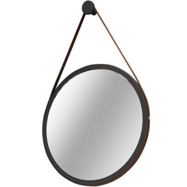 Imagem de Espelho Redondo Decorativo Adnet Escandinavo Com Alça De Material Sint