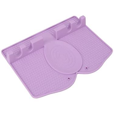Imagem de Porta Colher, Inodoro, Resistente Ao Calor, Linhas Simples, Bandeja para Utensílios de Silicone Antiderrapante Com Pingadeira para Utensílios de Cozinha (Luz roxa)