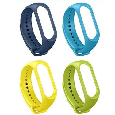 Imagem de Kit 4 pulseiras para miband 3 ou 4 (azul escura/azul clara/amarela/verde)