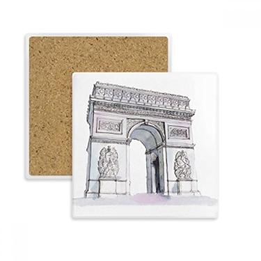Imagem de Porta-copos quadrado Arc De Triomph em Paris, França, porta-copos, suporte de subplaca, pedra isolante