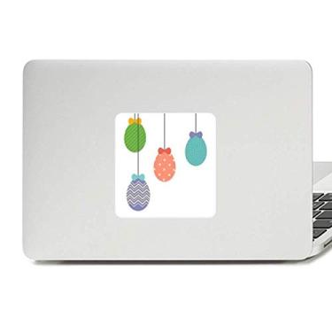 Imagem de Adesivo de vinil para laptop com estampa de ovo colorido para pendurar Festival da Religião da Páscoa Decoração de PC