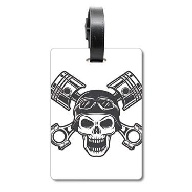 Imagem de Esqueleto Luzes de Motocicleta Padrão Bolsa de Mala Etiqueta Cartão de Bagagem Scutcheon Etiqueta
