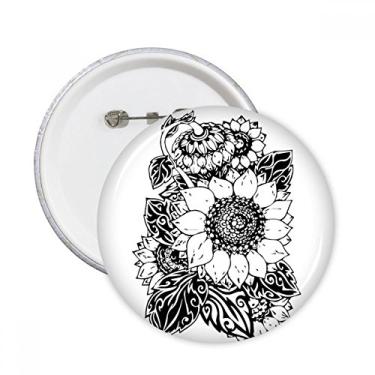 Imagem de Girassol, preto, branco, flor, planta, alfinetes, emblema, decoração de roupas, 5 peças, presente
