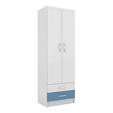 Imagem de Guada-Roupa Solteiro 2 Portas Azul E Branco Evidencia Móveis