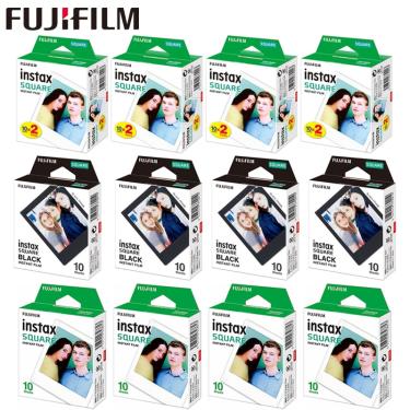 Imagem de 20-100 folhas fujifilm instax square film branco/preto borda foto papel para câmera instax sq10 sq6