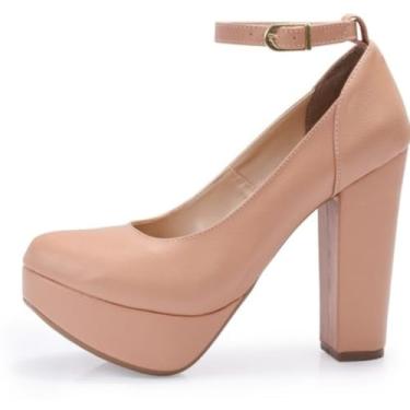 Imagem de Sapato Boneca Re&Ton Meia Pata Salto Grosso Feminino MP13 (37, Nude)