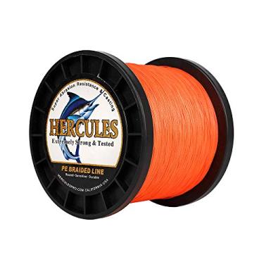 Imagem de Hercules linha de pesca trançada super fundida 8 fios de 10 lb a 300 lb teste para água salgada, 109/328/547/1094 jardas (100 m/300 m/500 m/1000 m), diamante.#0,12 mm-1,2 mm, desempenho de alto nível, cores variadas, Água salgada, Laranja, 300LB-1.20MM-328YDS(300M)-8 STRANDS
