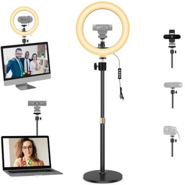 Imagem de Luz magnética para webcam com suporte, anel de luz de 25 cm com suporte de mesa ajustável compatível com webcams Logitech C920 StreamCam C922 C930e C925e C615 Brio 501 301 101 4K C270 C310