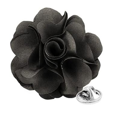 Imagem de Vittorio Vico Alfinete de lapela de flor sólida com botão formal masculino: pino de flores acessórios de terno pinos para terno ou smoking, 2.5" (6.36CM), Poliéster, não aplicável