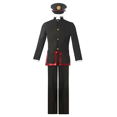 Imagem de Jibaku Shounen Hanako kun Cosplay Costume Hanako San Outfit Uniforme escolar japonês (preto + chapéu, 2GG)